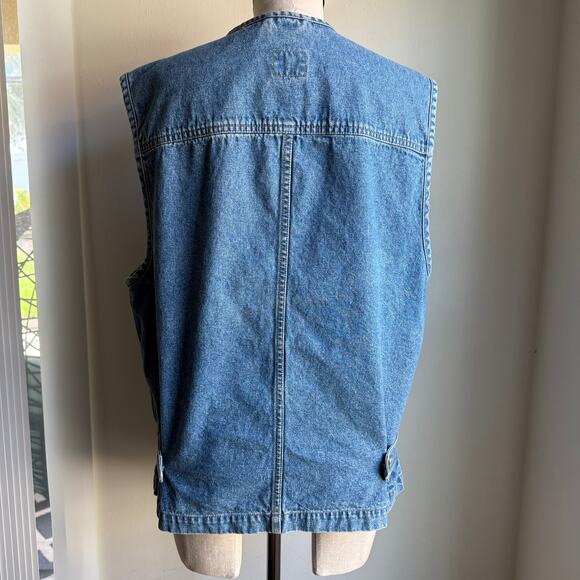 Lizwear Denim Utility Vest Blue Jean Workwear 100% Cotton Women’s Medium - Picture 3 of 10